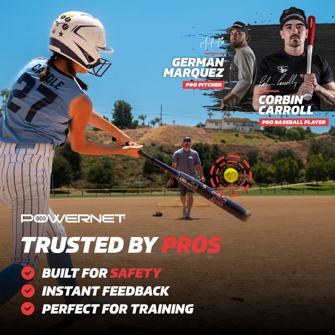 PowerNet Crusher Training Softballs, Hitting Trainer for Improved Speed, Power & Coordination, Instant Batter Feedback, Batting Practice Softballs 12PK