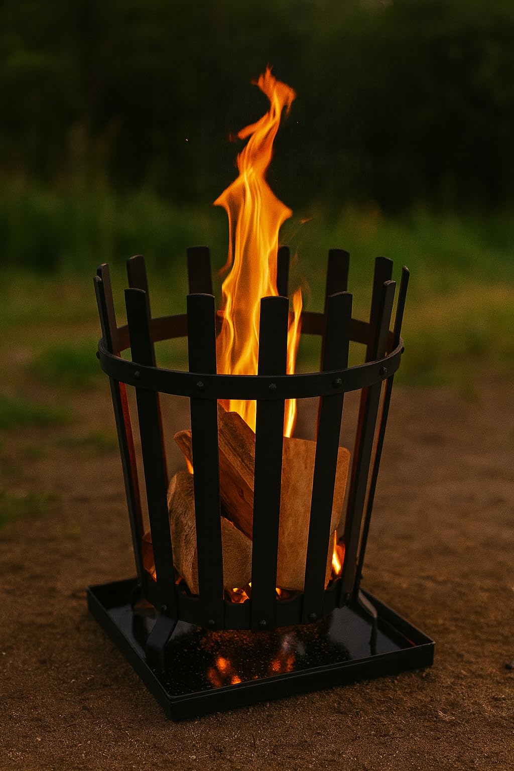 Chilz Round Bonfire Pit/Camp Warmer, with Steel Tray Heavy Duty Portable Fire Stand for Camping,Outdoor Campfire Stand 30 * 30 * 42cm Height and 8 Kg Weight Approx