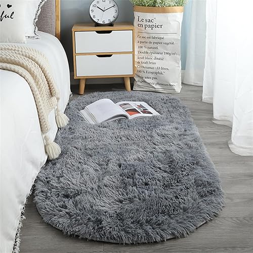 Miniatura 10 de SK Studio Alfombras esponjosas para dormitorio, alfombra de área de pelo largo para niñas y niños, decoración del hogar, alfombra ovalada de