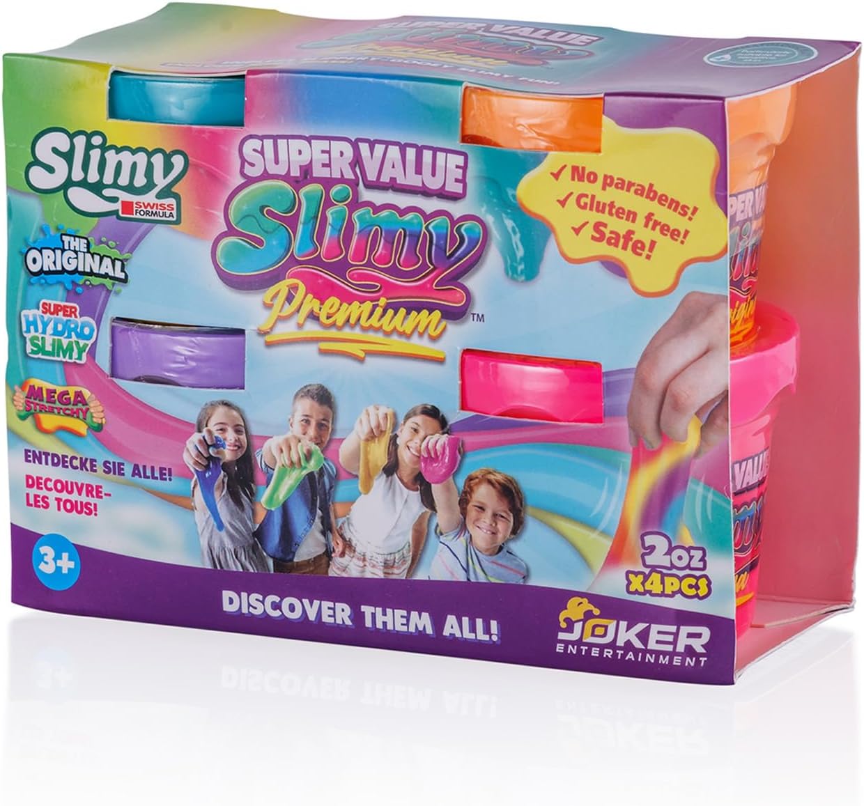 Super Value Premium Packs 2oz each 4pcs, 56 grams, Gift Set for Boys and Girls, Fun, Safe and Non-Toxic Slime Toy
