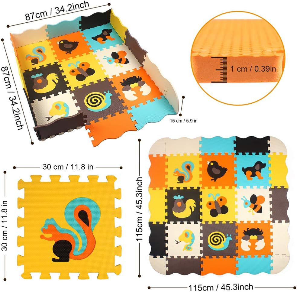 StillCool Baby Play Mat with Fence 0.39 inch Thick Interlocking Foam Floor Tiles Kids Puzzle Mat Baby Crawling Mat : Toys & Games