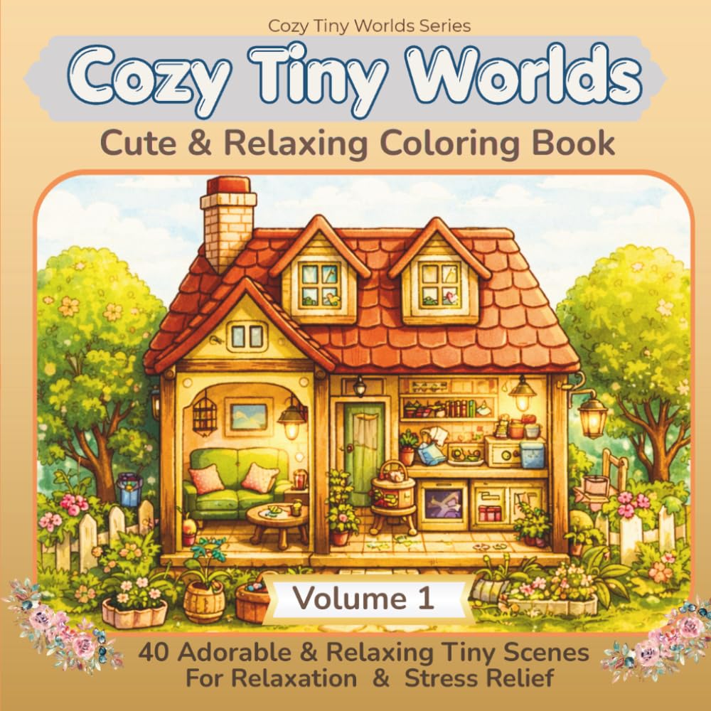 Tiny Worlds Coloring Book: 40 Tiny Cozy Home Scenes for Relaxation and Stress Relief (Cozy Tiny Worlds Series)