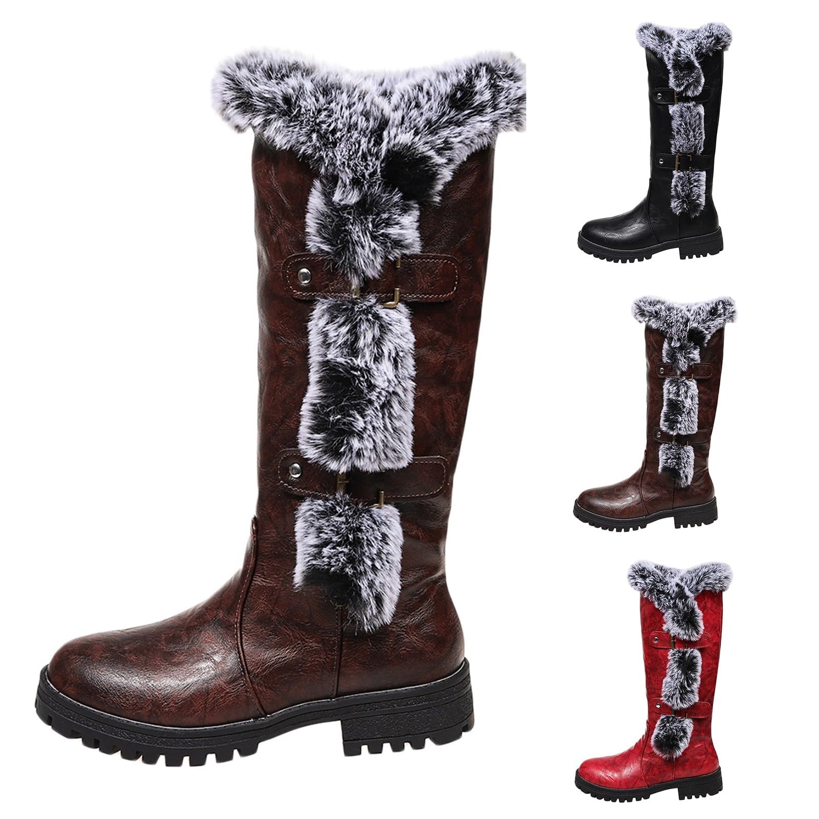 Générique Botte Femme Hiver Imperméables Fourrées Chaude Bottines Confortable Antidérapante Mi-Mollet Chaussures Chaudes Résistant À L’humidité Fermeture Éclair Bottes Outdoor Randonnée Courses