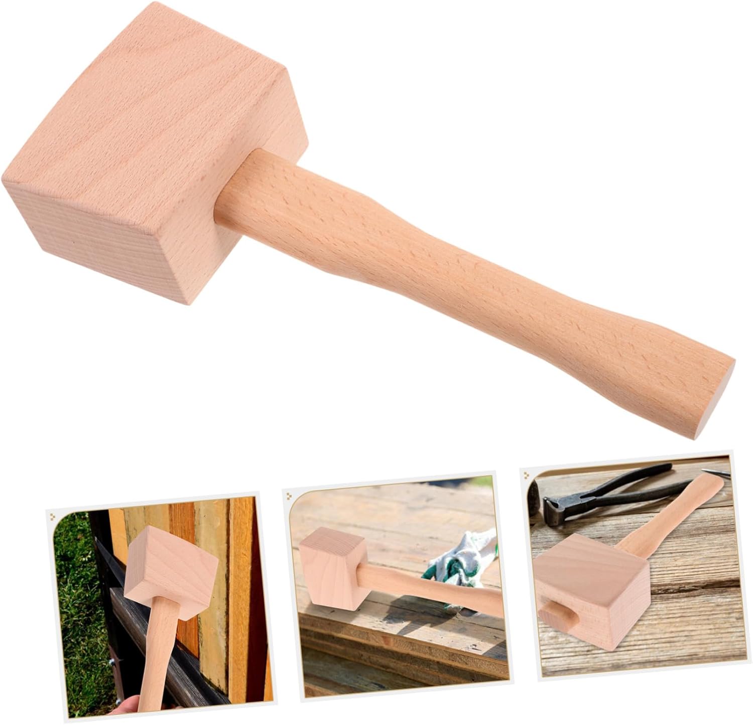 Alipis 4pcs Wooden Mallet Hammer Ergonomic Wood Craft Tool for Carpenters for Woodworking Projects Construction Safe Comfortable Grip