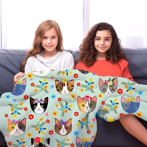 Miniatura 5 de Manta de franela con diseño de gato para amantes de los gatos, ultra suave, acogedora y cálida, para niñas, mujeres, hombres, niños y adultos, 50 x