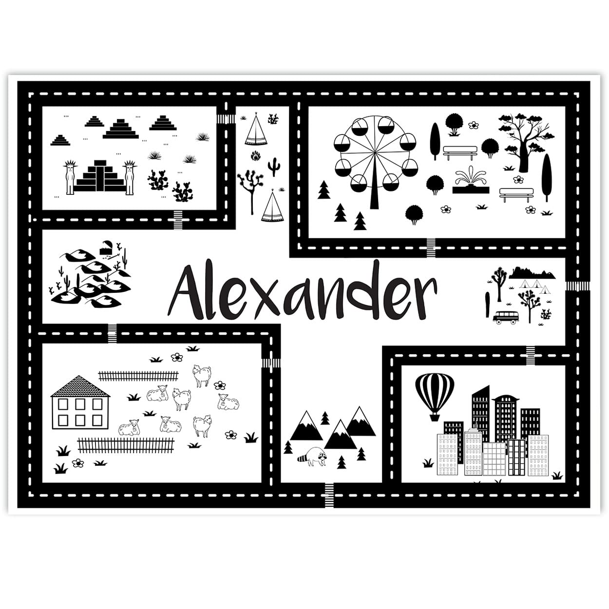 Paper Themes Personalised Messy Mat Plastic Table Cloth Wipe Clean Protect your table and floor from spills and accidents ((XL) 150 x 110 cm, Monochrome)