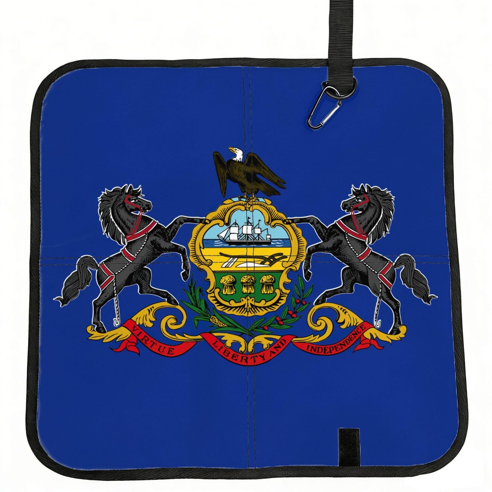 UVBDF Pennsylvania State Flag Print Outdoor Sitting Cushion Folding Seat Pad Compact Portable Picnic Bench Cushion Mat