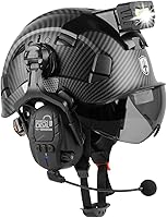 Vista 1 de Casco de seguridad con visera GREEN DEVIL con orejeras Bluetooth y faro 5 en 1 Protección completa Cascos de Construcción con ventilación Hardhat