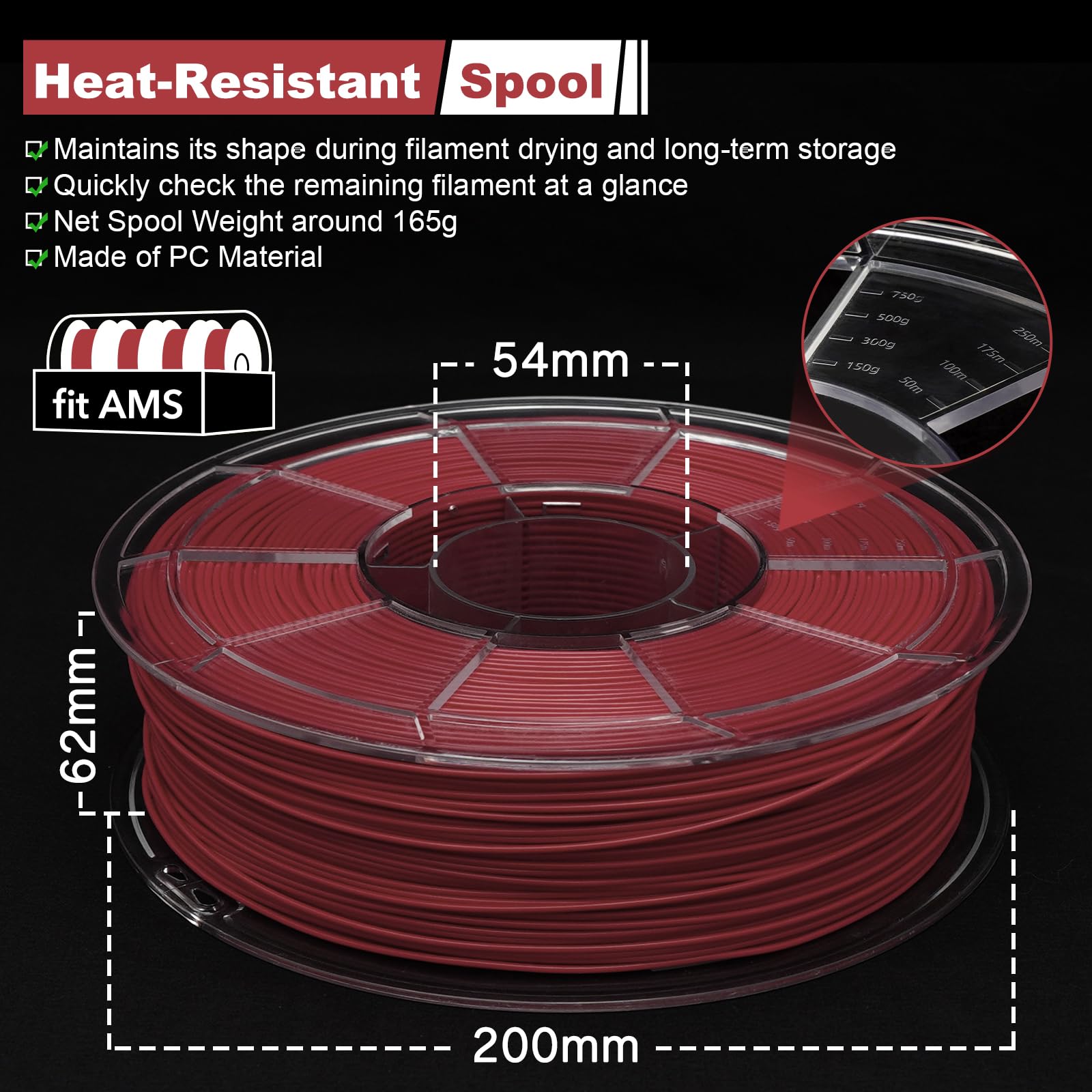 YXPOLYER Filament nylonowy PA6, 1 kg, z odporną na wysoką temperaturę szpulą kompatybilną z AMS, filament do drukowania 3D, szybki Easy PA, 1,75 mm
