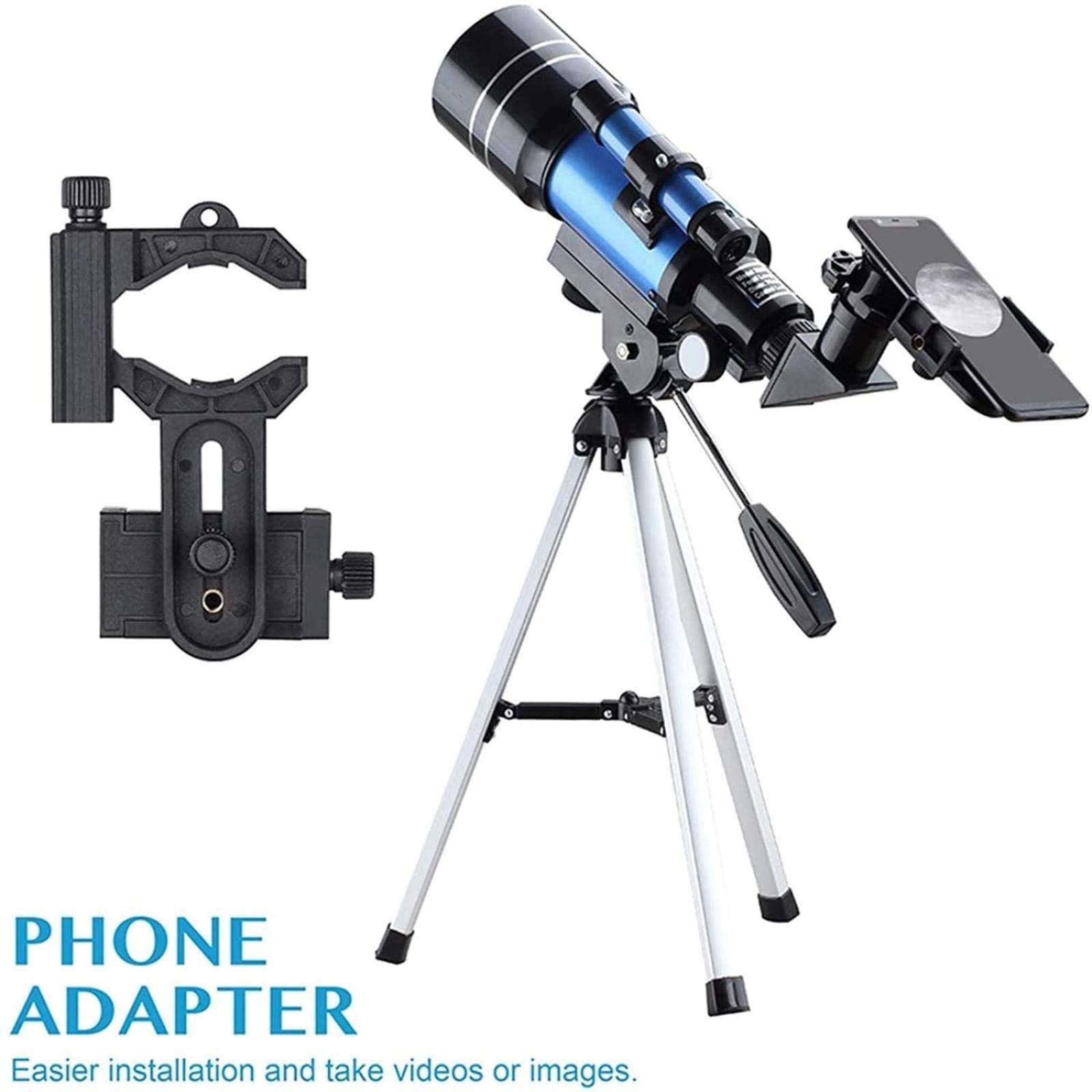 Télescope astronomique réfracteur à Monture Ultra HD de 70 mm pour débutants - Télescope de Voyage avec Sac de Transport, pour intérieur/extérieur