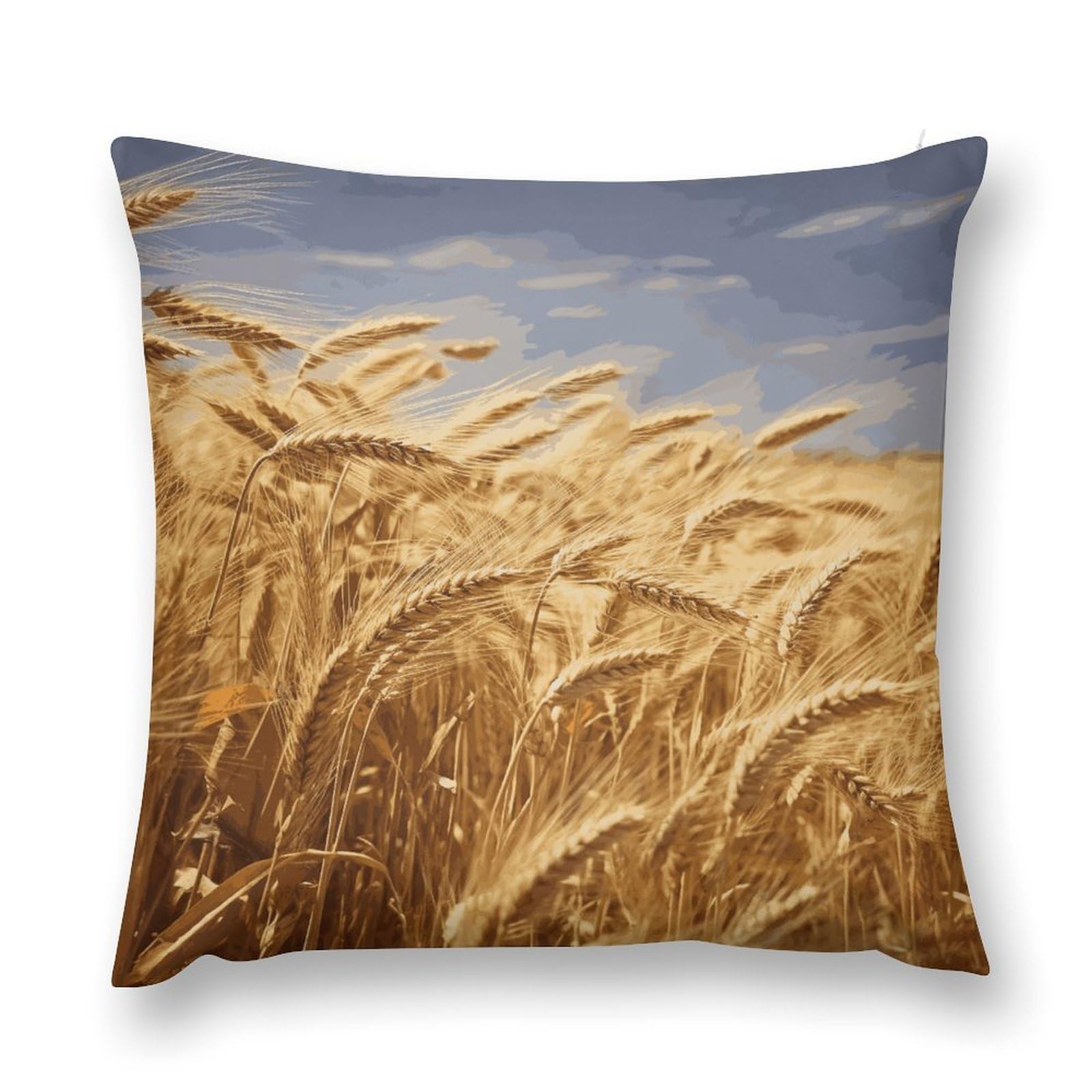 MUSM Wheat Harvest Throw Pillow Cover 24 "x24 Wrinkle&Fade Resistant Cozy Soft Plush Pillow Case Protector Double-Sided Personalized Pillowcase Pillow Shams Cushion Cover for Home