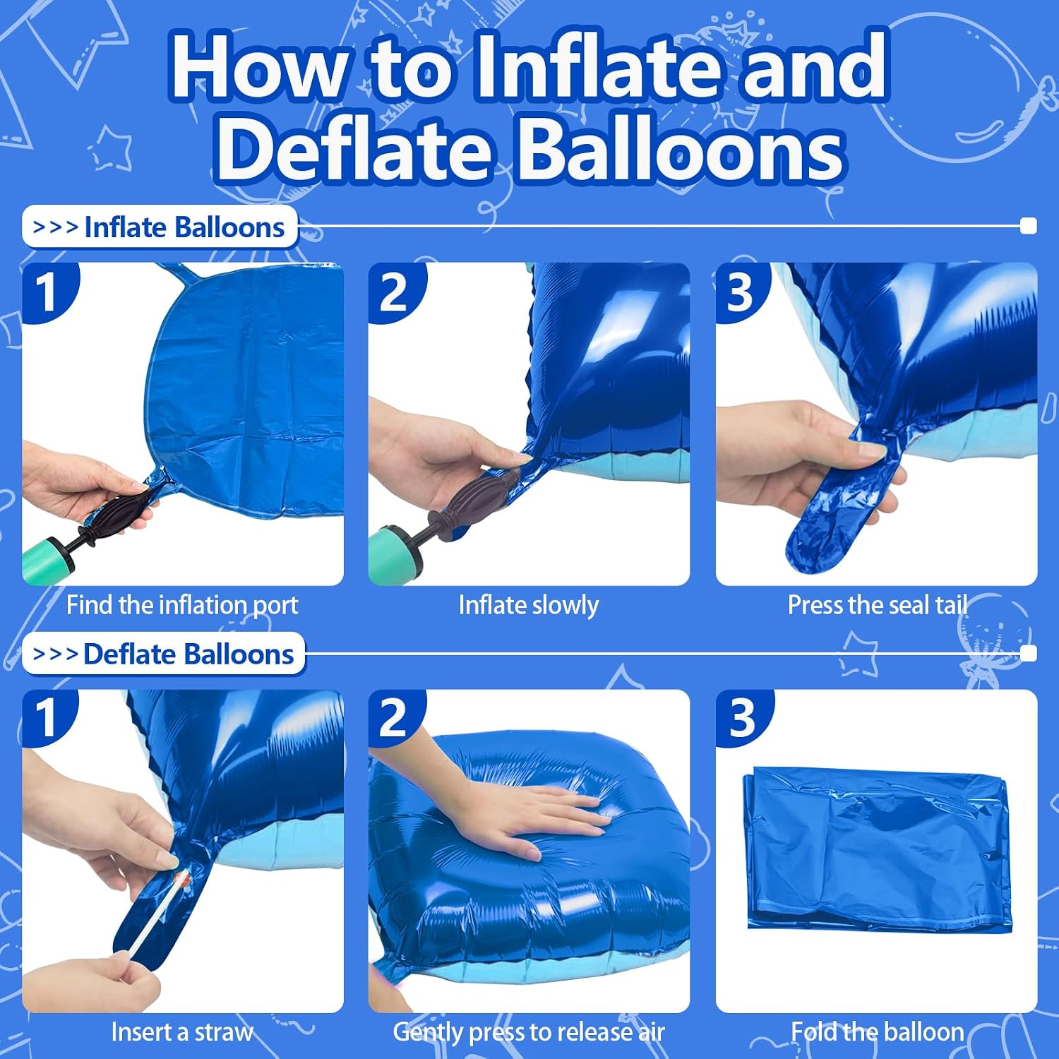 NISOCY 25PCS Blue and Pearl Blue Square Foil Balloons Wall Backdrop image 3