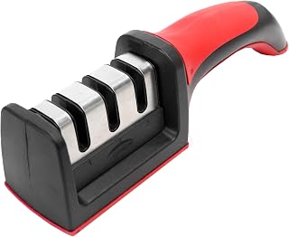 Manuel bıçak bileyici, mutfak bıçağı, 3 kademeli bileyici, kaba bileme ve ince bileme için, tungsten ve seramik