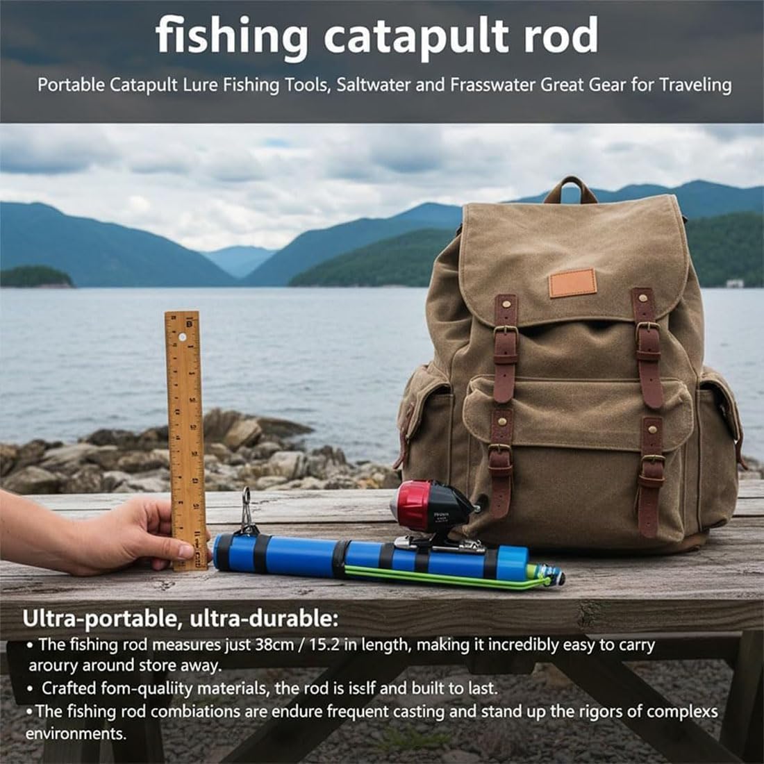 Catapult Fishing Rod, 2026 New Sling Shot Fishing Reel for Kids, Compact Fly Fishing Pole, High Elasticity Casting Tool, Freshwater and Saltwater Fishing Lures for Outdoor Anglers Travel