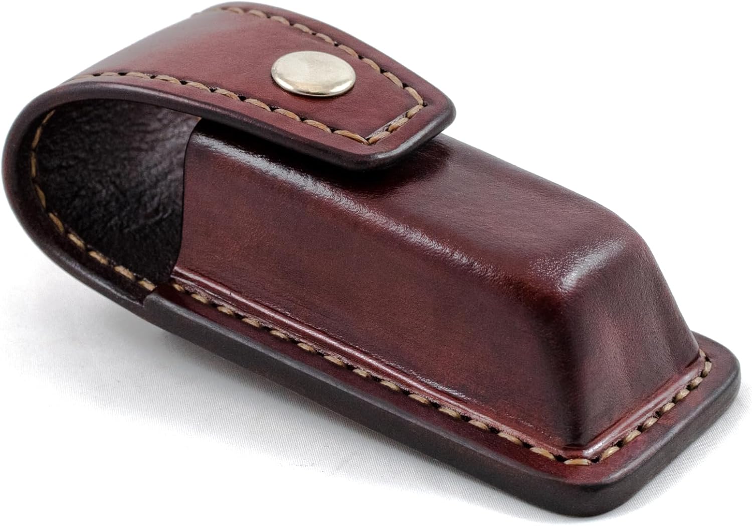 Leather case made to fit Victorinox Work Champ, custom leather pouch with belt loop, closed top with snap button