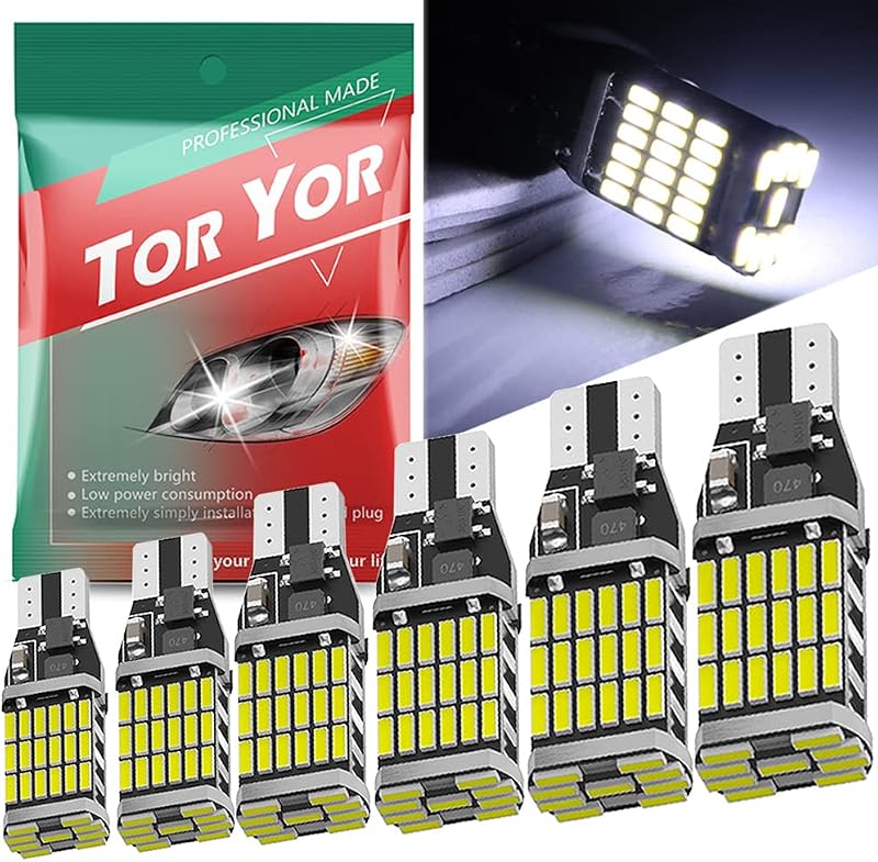 Lâmpadas LED de ré 921 T15 W16W LETINGFAR 6500K branca – Pacote com 6