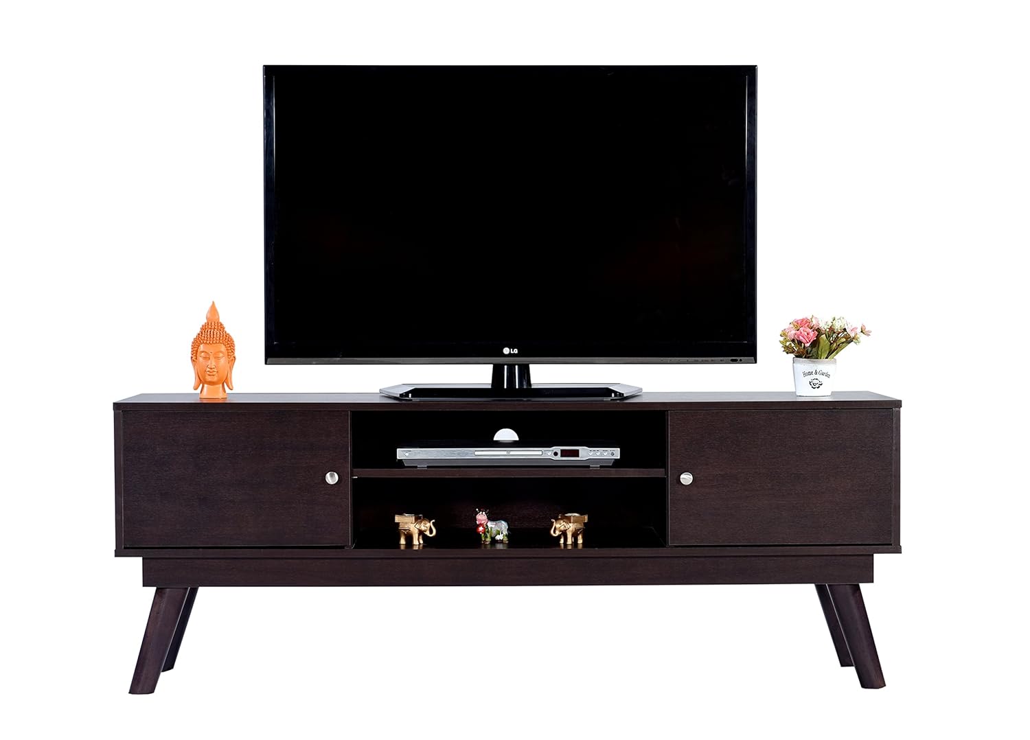 DeckUp Reno Engineered Wood 2 door TV Stand and Home Entertainment Unit (Dark Wenge, Matte Finish)
