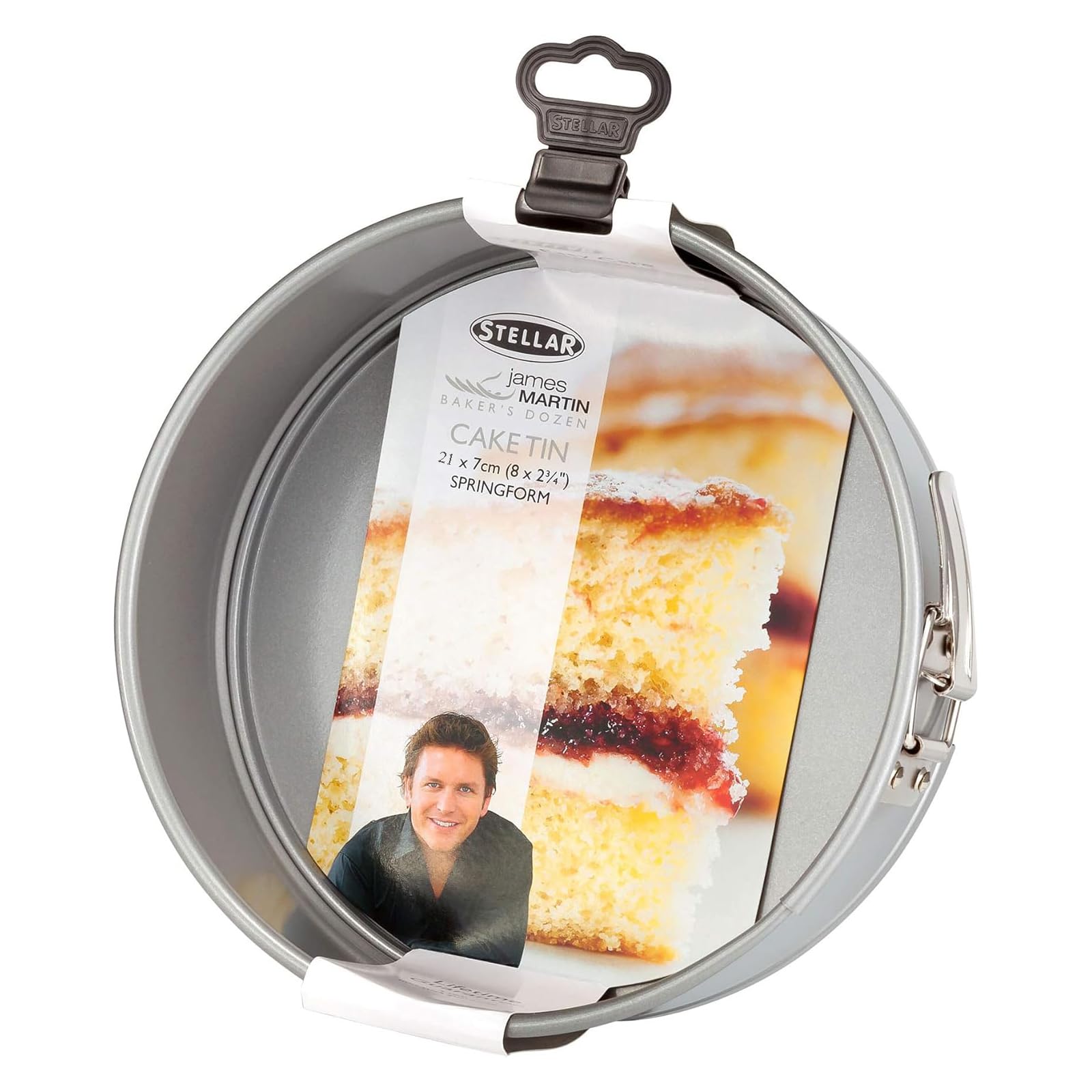 Stellar James Martin Non-Stick 8" Round Cake Tin, Springform, High Grade Steel, Dishwasher Safe 21cm x 7cm