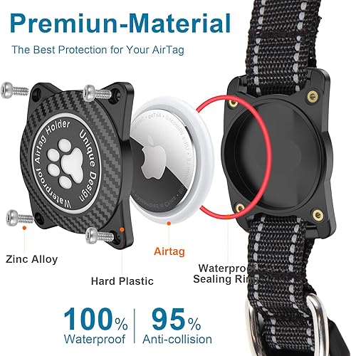 Miniatura 3 de OKVSKO Airtag - Collar para perro, collar de nailon con soporte impermeable para AirTag, collar luminoso reflectante ajustable para mascotas para