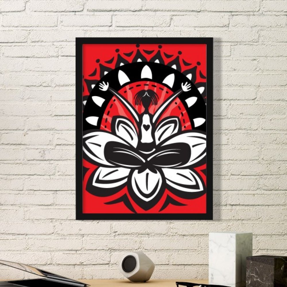 Cadre photo noir silhouette lotus motif Mexique pour affiche