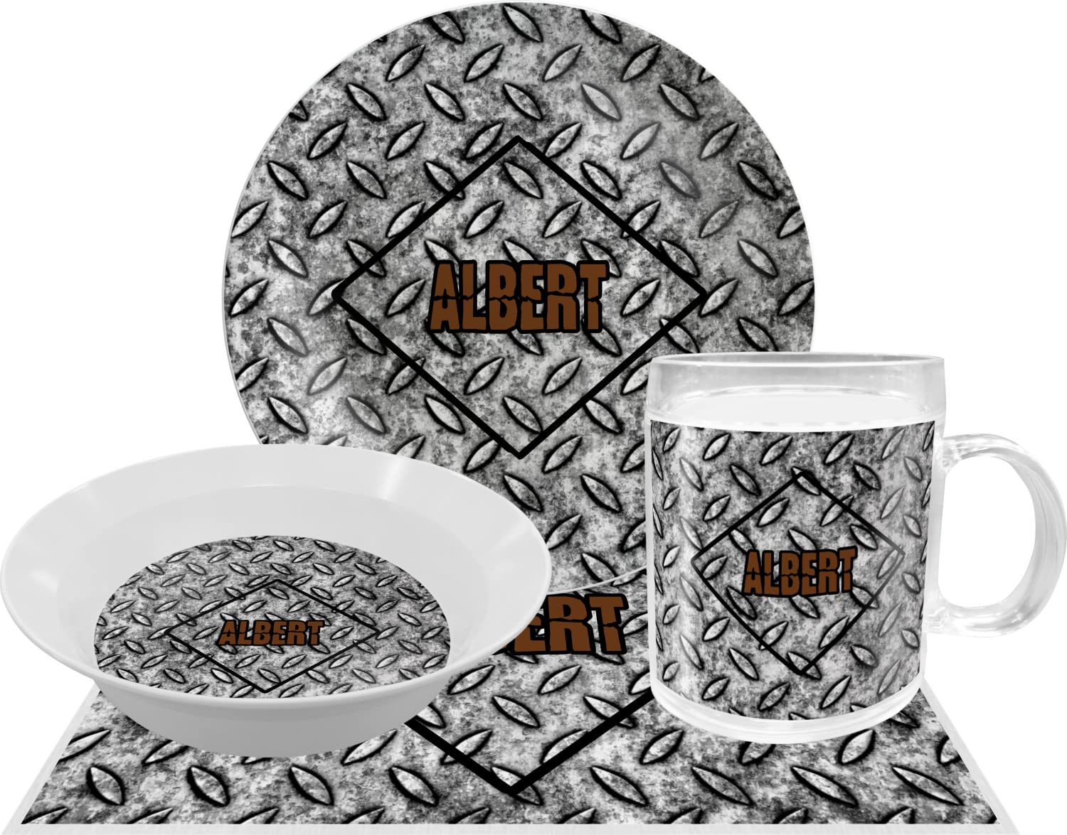Personalized Diamond Plate Melamine Bowl - 12 oz