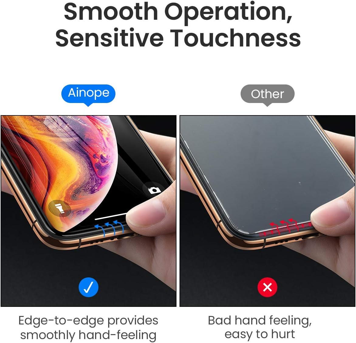 AINOPE [2-Pack][Installation Frame] Screen Protector for iPhone X/Xs, Full Coverage 9H Hardness Tempered Glass Screen Protector for iPhone X/Xs [Sensitive Touch][Bubble Free][Face ID Protection]