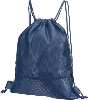 PATIKIL Drawstring Backpack Bag, Drawstring Gym Bags String Backpack with Zip Pocket for Women Men, Navy Blue
