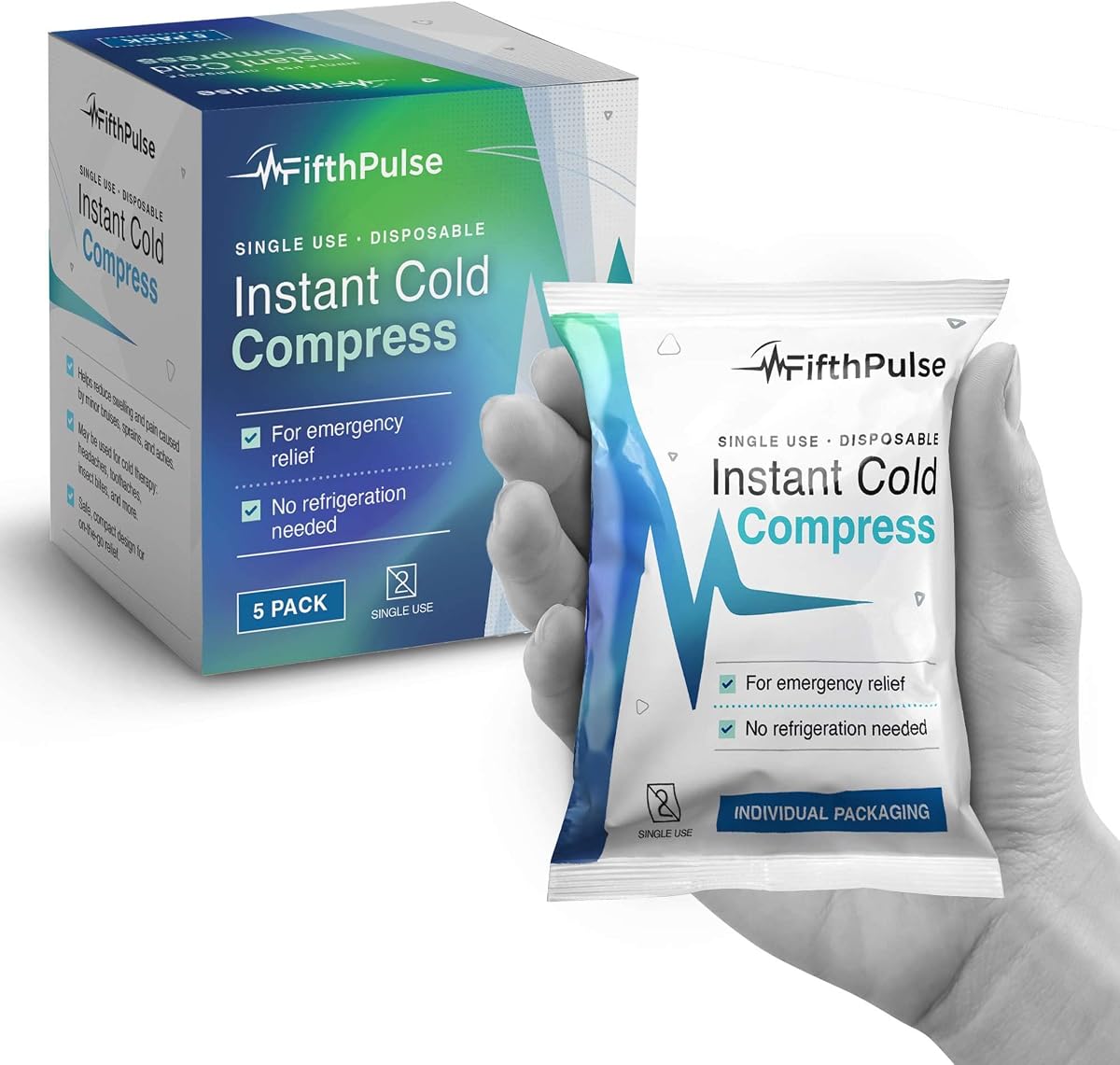 Disposable Instant Ice Packs 5 Pack - 5 x 6 Cold Compress for Injuries, Swelling, Pain Relief, Soreness - No Refrigeration or Freezing Needed - First Aid Kit Emergency Cold Packs