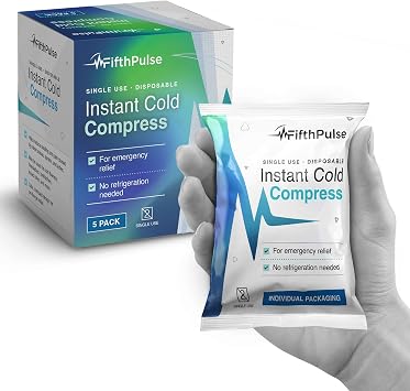 Disposable Instant Ice Packs 5 Pack - 5 x 6 Cold Compress for Injuries, Swelling, Pain Relief, Soreness - No Refrigeration or Freezing Needed - First Aid Kit Emergency Cold Packs