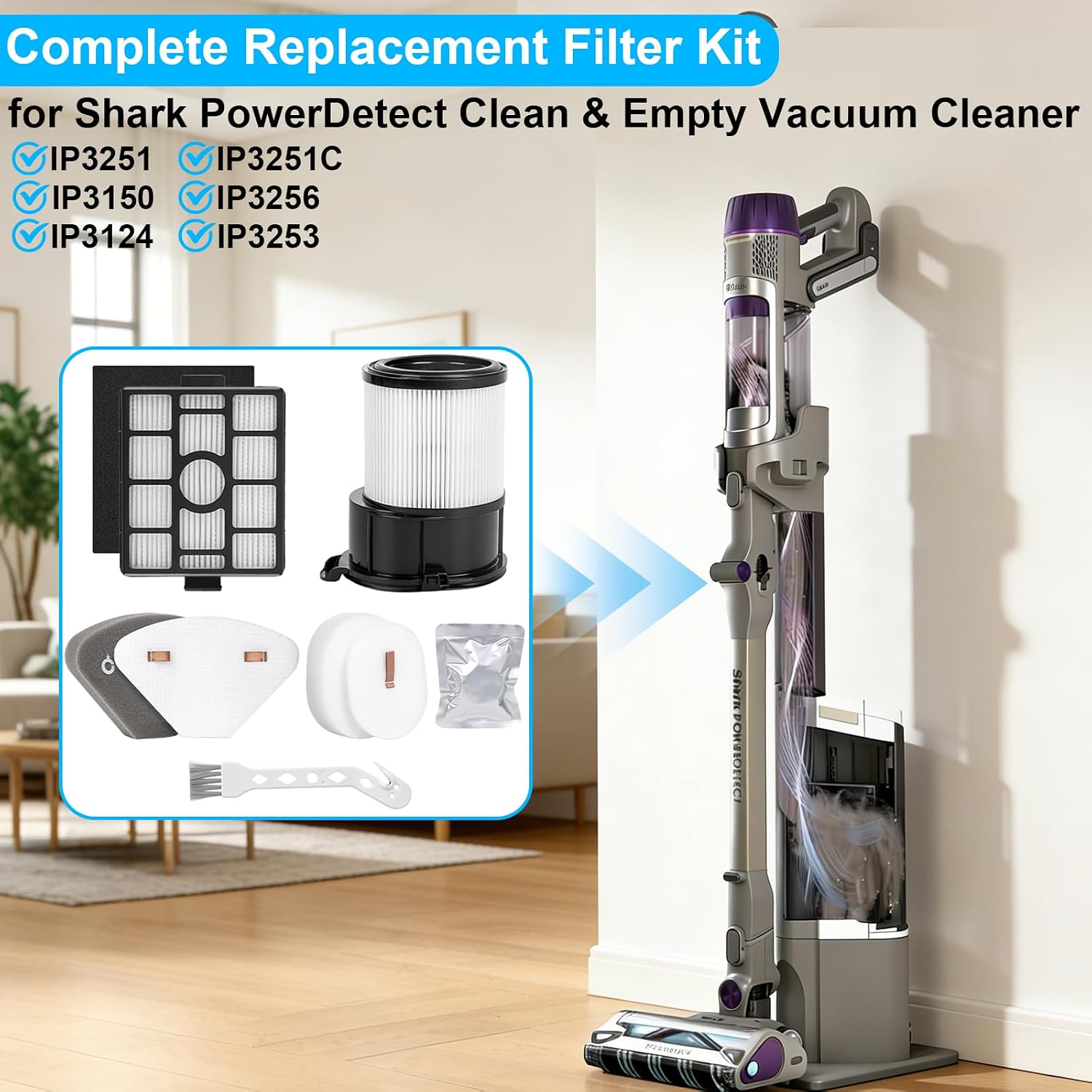 IP3251 IP3253 Filter for Shark PowerDetect Clean & Empty Cordless Vacuum image 2