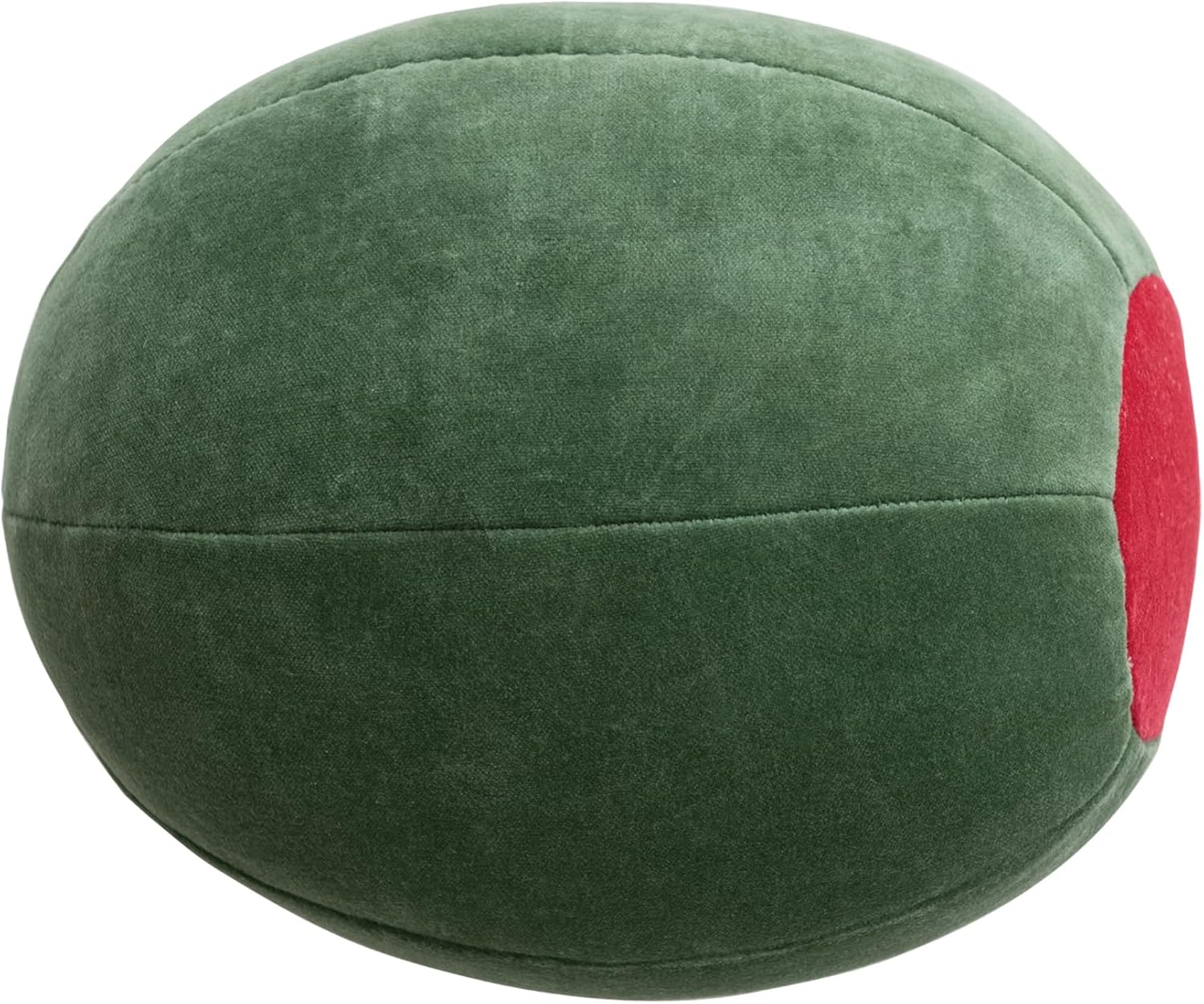 Creative Co-Op Cotton Velvet Olive Shaped Pillow, Green and Red