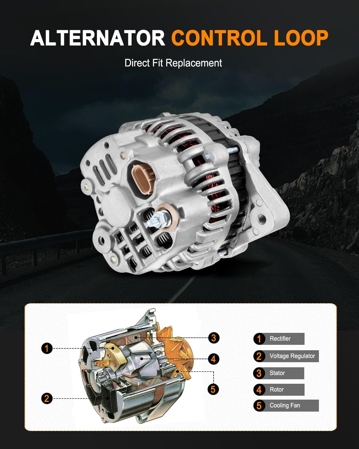 New Alternator Fit for 2001 2002 2003 2004 for Chevrolet Tracker 2.5L, Replace OE 13950, AMT0169, A5TA729130026479, 30027273A5TA7291, A5TA7291ZC31400-67D00, 31400-67D011-2500-01MI