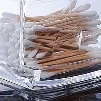 Vista 3 de Khakho 2 soportes para hisopos de algodón con tapa, soporte para hisopos de bolas de algodón, caja de almacenamiento de brotes de algodón, tarro