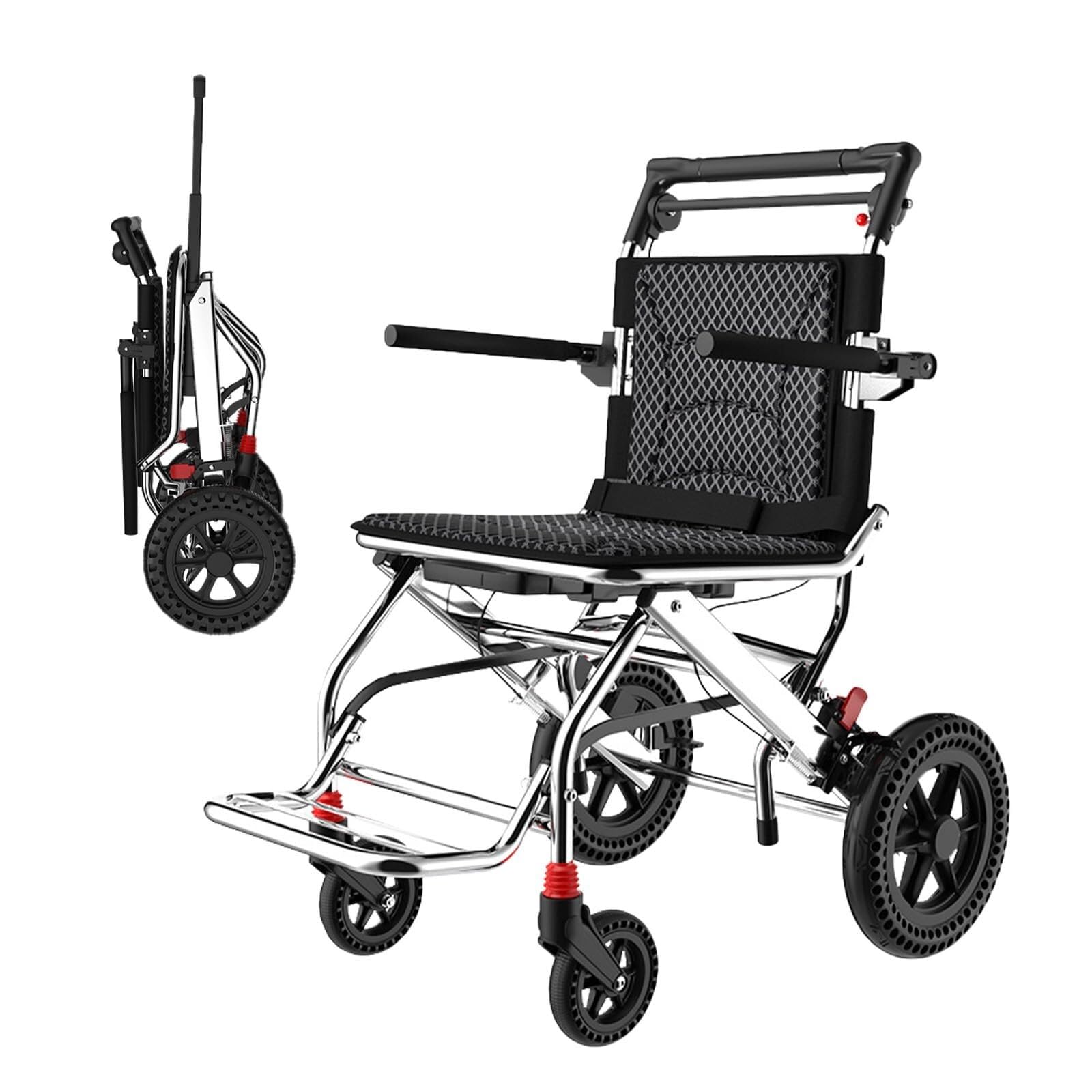 Silla de ruedas plegable y ligera | aluminio con freno mano for adultos personas mayores