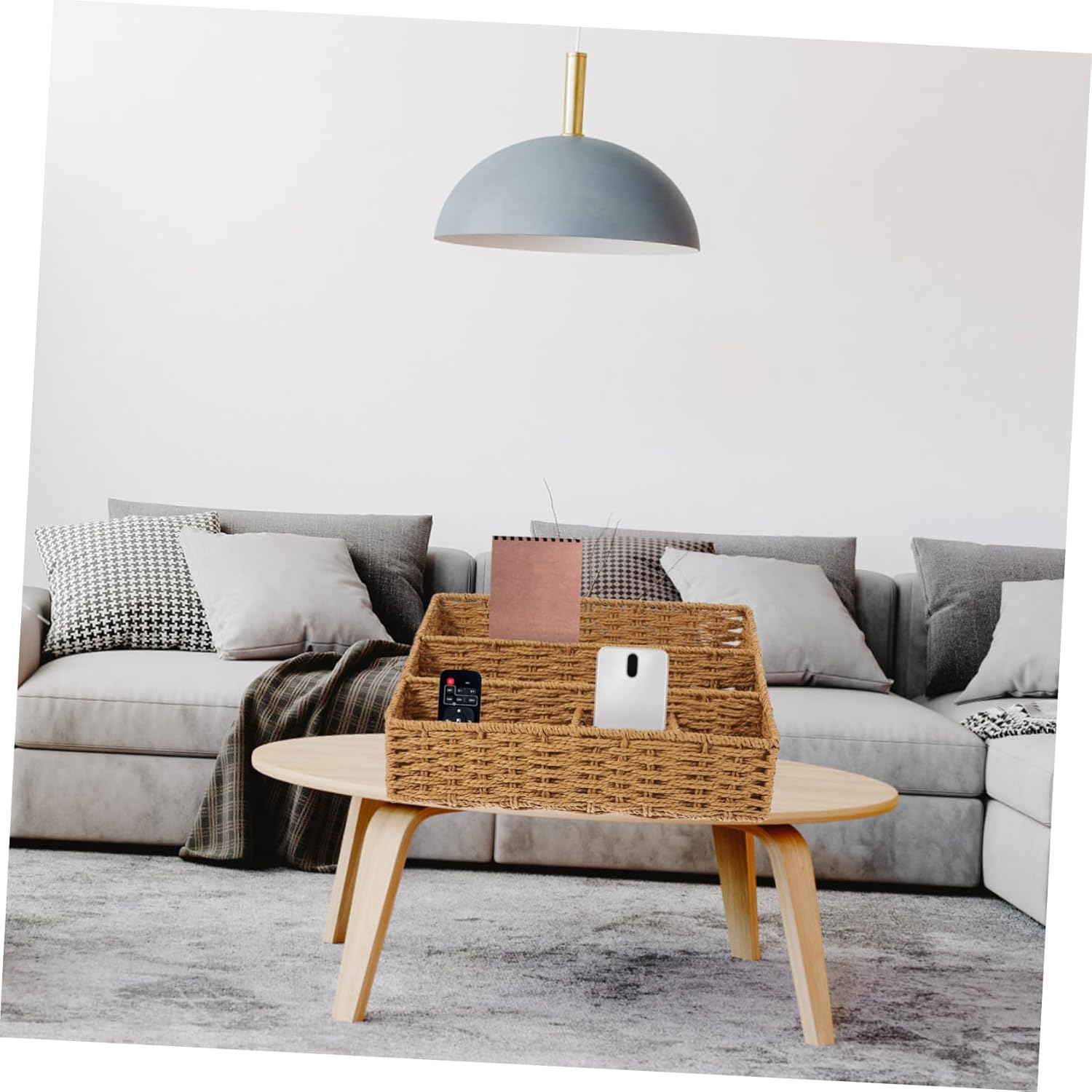 Boho Office Desk Accessories Woven Storage Box Basket Desktop Organizing Basket