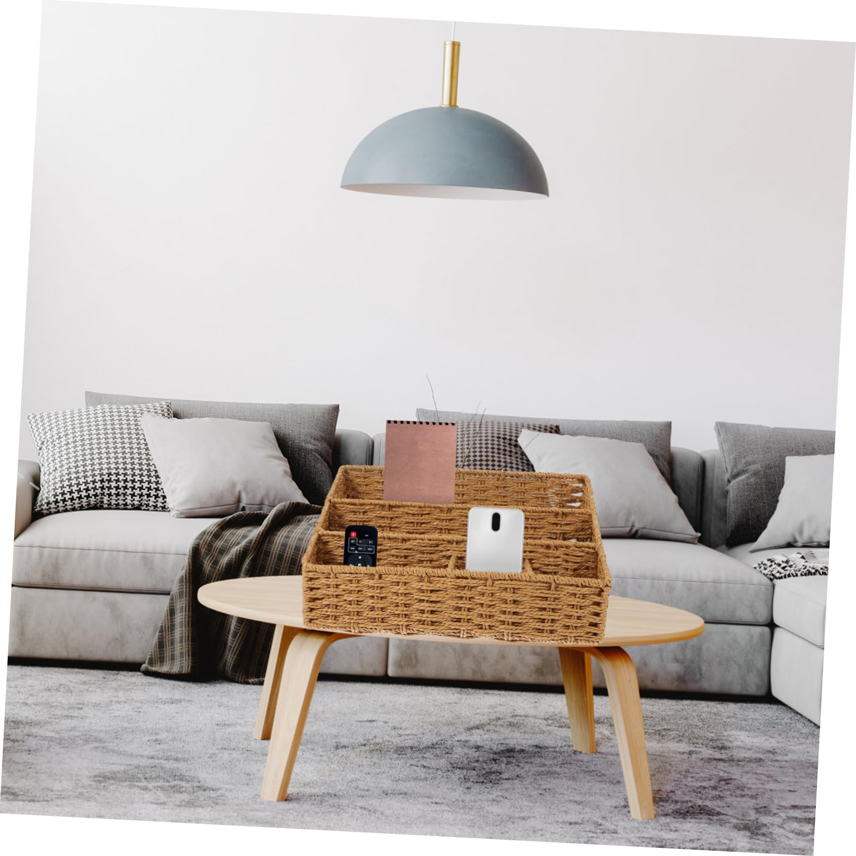 FUNOMOCYA Boho Style Magazine Rack Organizer Mail Organizer Countertop Woven Storage Basket for Home