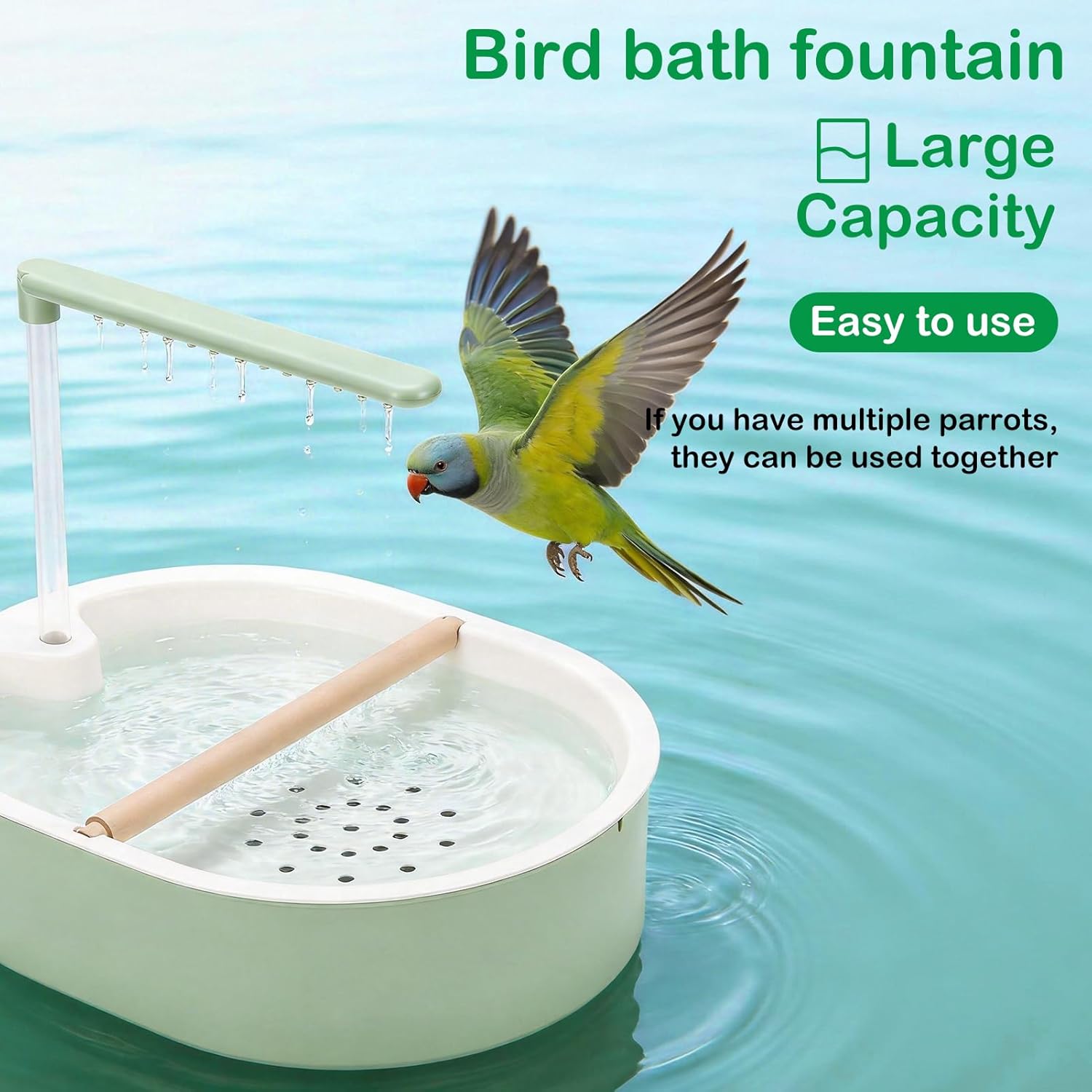 Gugxiom Parakeet Bird Bath for Cage Indoor, Parrot Shower for Cage, Automatic Parakeet Bird Bath with Pump, Automatic Circulating Water Bathtub for Pet Bird, Lovebird, Cockatiel, Finches