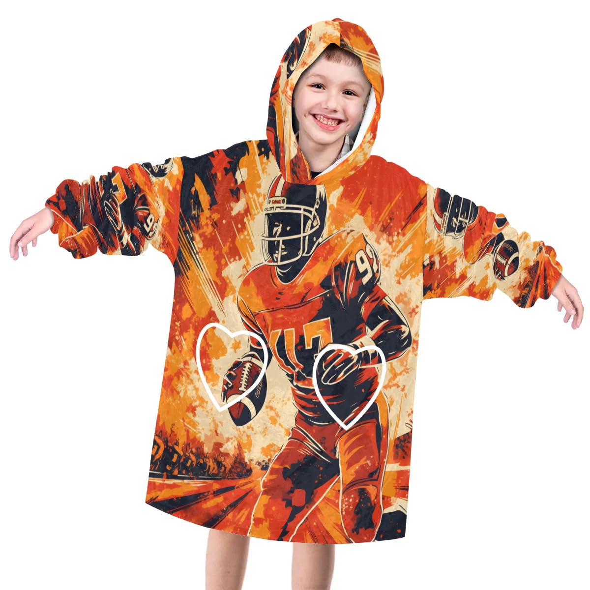 Pardick Wearable Blanket Hoodie for Kids, America Basketball Fleece Sweatshirt Blanket Oversized Blanket Sweatshirt with Pocket Flannel Warm Hooded Blanket 6-10 Year Old Girl Boy Gift, One Size