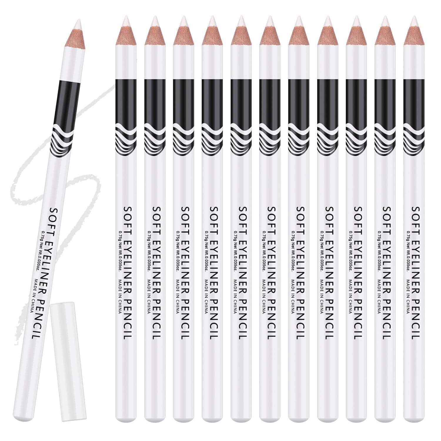 White Eyeliner Pencil Set for Eyes, Waterproof Long Lasting Eye Highlighter Kajal Pen, Smooth Creamy White Kajal Stick for Brightening Waterline & Eye Makeup (3 PCS)-image-44