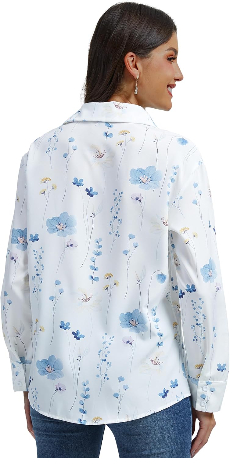 Womens Button Down Blouse Long Sleeve Tops for Women Ladies Collared Shirt Dressy Casual Work 2025 Trendy - Image 3