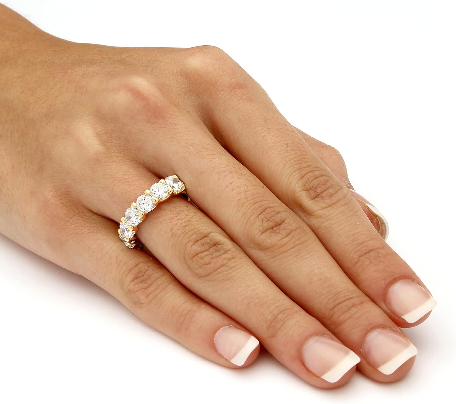 Palm Beach Jewelry 14K Yellow Gold over Sterling Silver Round Cubic Zirconia Wedding Band Ring - Image 3