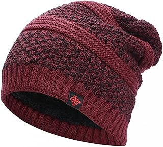 Unsix - Gorro de invierno cálido de lana con forro polar grueso, para ciclismo al aire libre, para hombre y mujer, rojo, Talla única