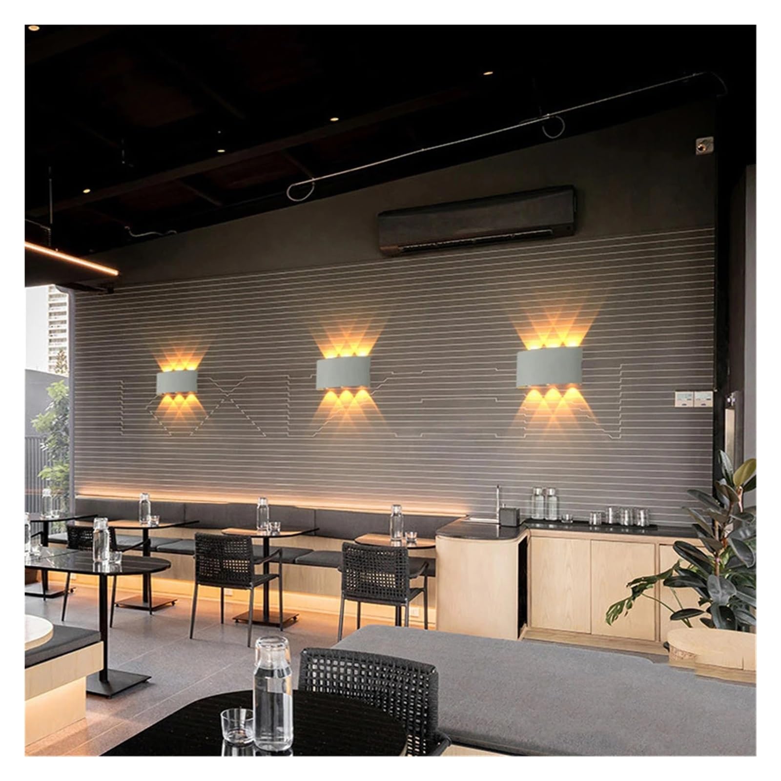 Zewnętrzne Wodoodporne Kinkiety LED Up Down Light Biała Czarna Aluminiowa Lampa Ścienna Wodoodporna IP65 Wewnętrzna Zewnętrzna Kinkiet Ścienna Szeroko Stosowane(Warm White (2700-3500K),Black 12W)