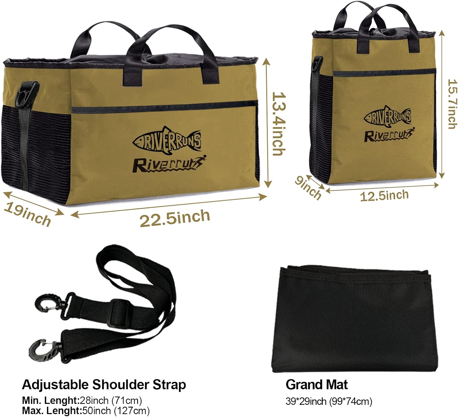 Rivruns Fishing Hunting Wader Bag with Vented Mesh, Waders Boots Storage Bag for Hiking, Camping