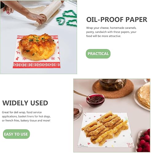 Miniatura 8 de VOSAREA Toalla de papel de cocina de Navidad 2 rollos a prueba de grasa Papel de comida frita Papel de envoltura de alimentos fritos Snacks Papel de