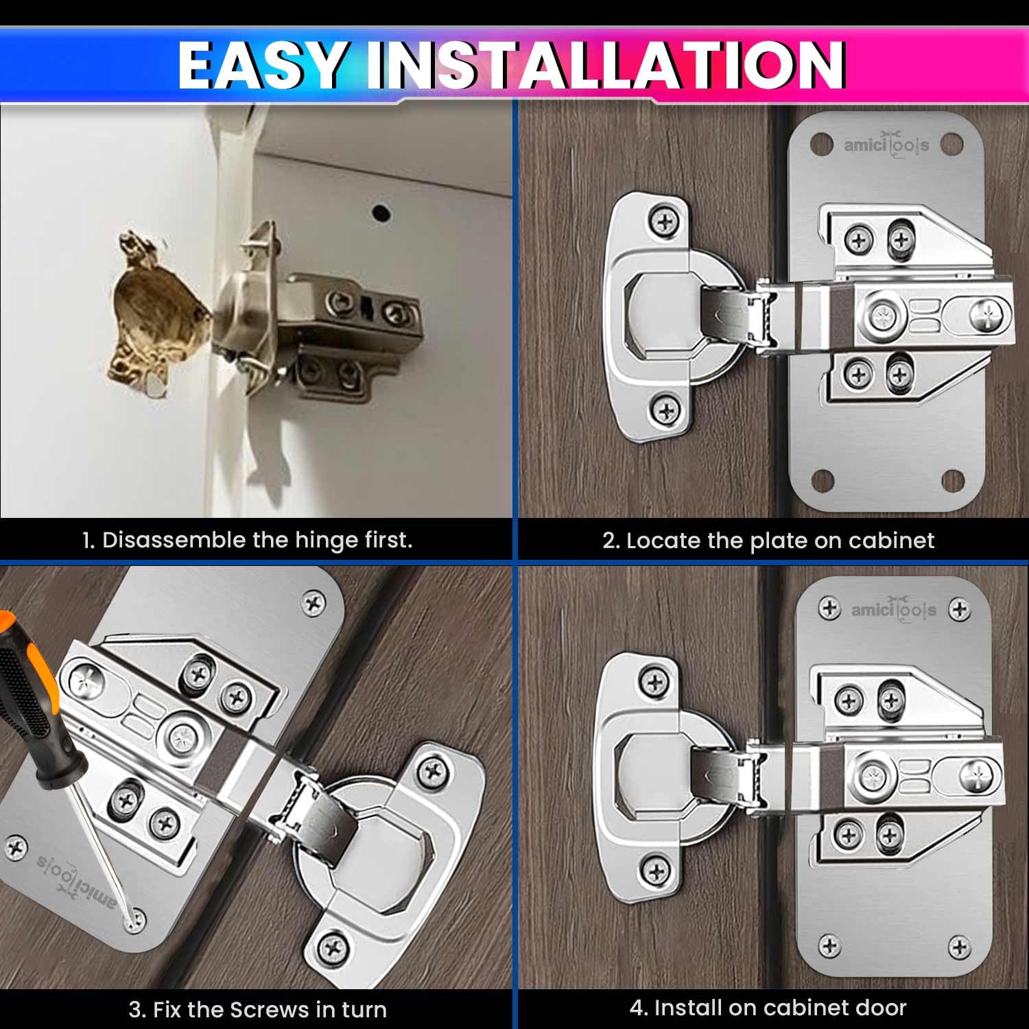 amiciTools Hinge Repair Plate | Stainless Steel (SS202) — Amazon image 4