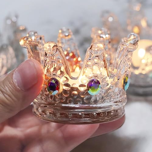 WDHODEC Portavelas votivas transparentes, 12 unidades, candelabros de cristal con piedras preciosas para centro de mesa, decoración de cumpleaños de