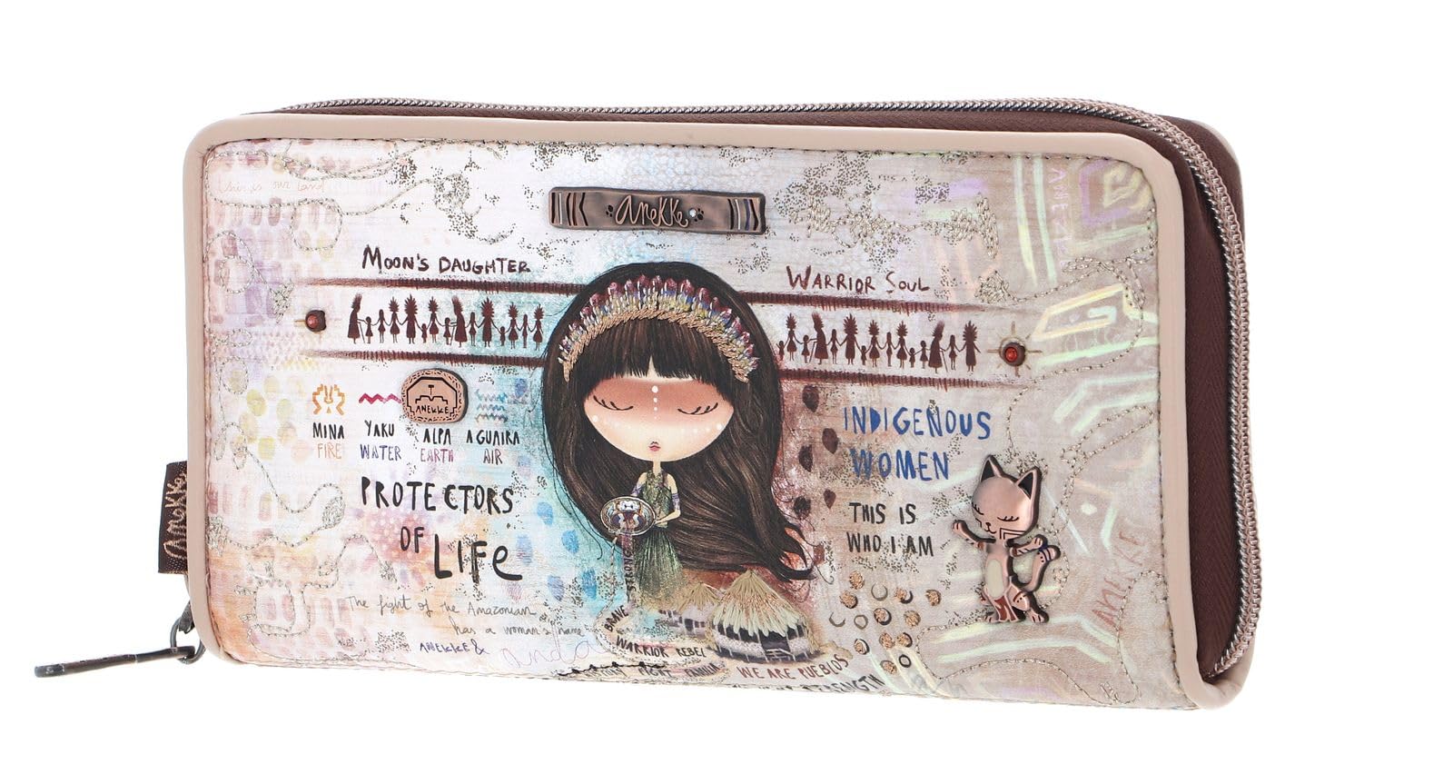 Anekke - Billetero de Mujer con Protección RFID - Billetera de Polipiel Apto para Pasaporte con Cierre de Cremallera Menire - Accesorios y Complementos de Mujer - 21 x 10 x 3 cm