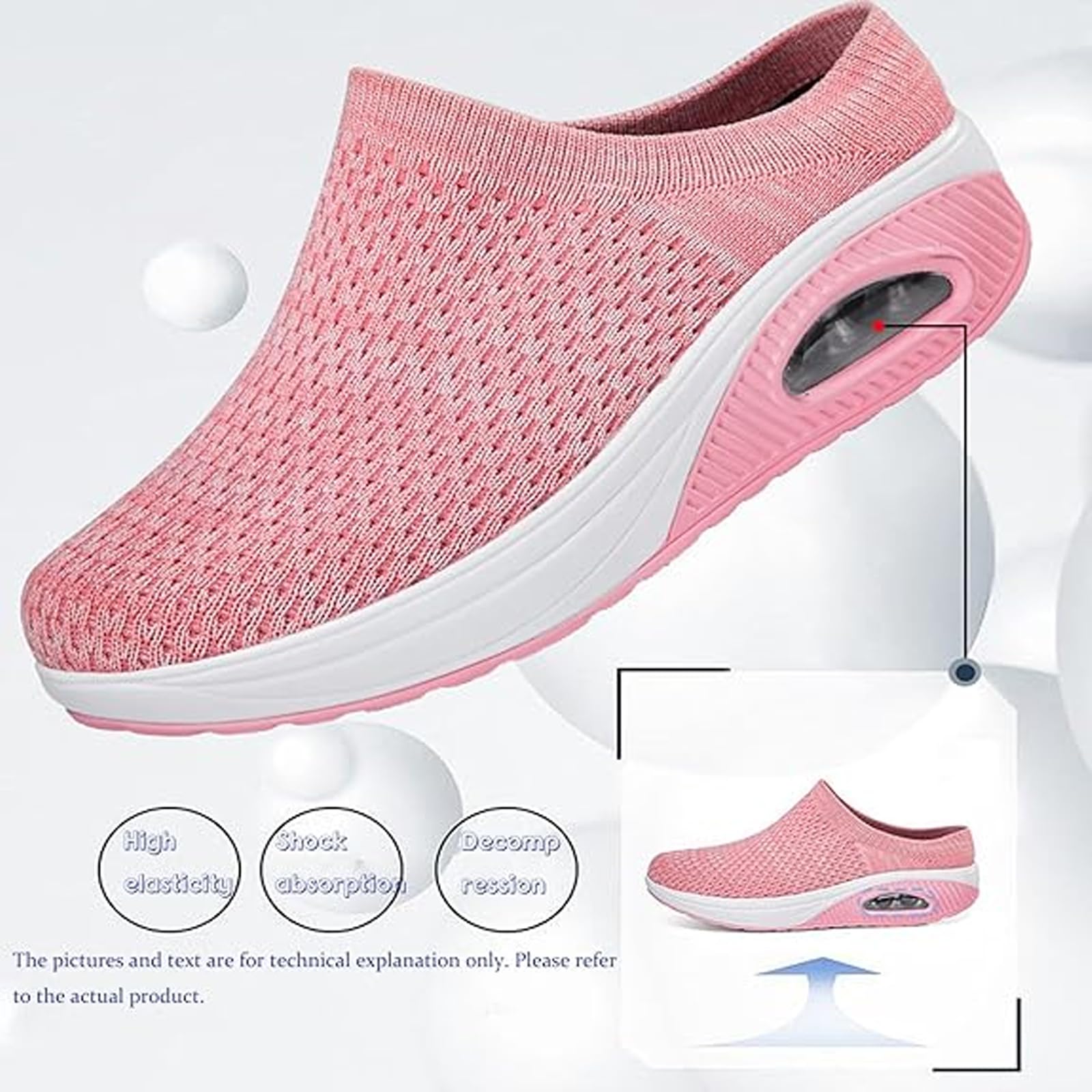 Damen Lässige Orthopädische Hausschuhe Luftkissen Gesundheitsschuhe zum Hineinschlüpfen Atmungsaktive Mesh-Sandalen Abrollschuhe Frauen rutschfeste Mules Clogs