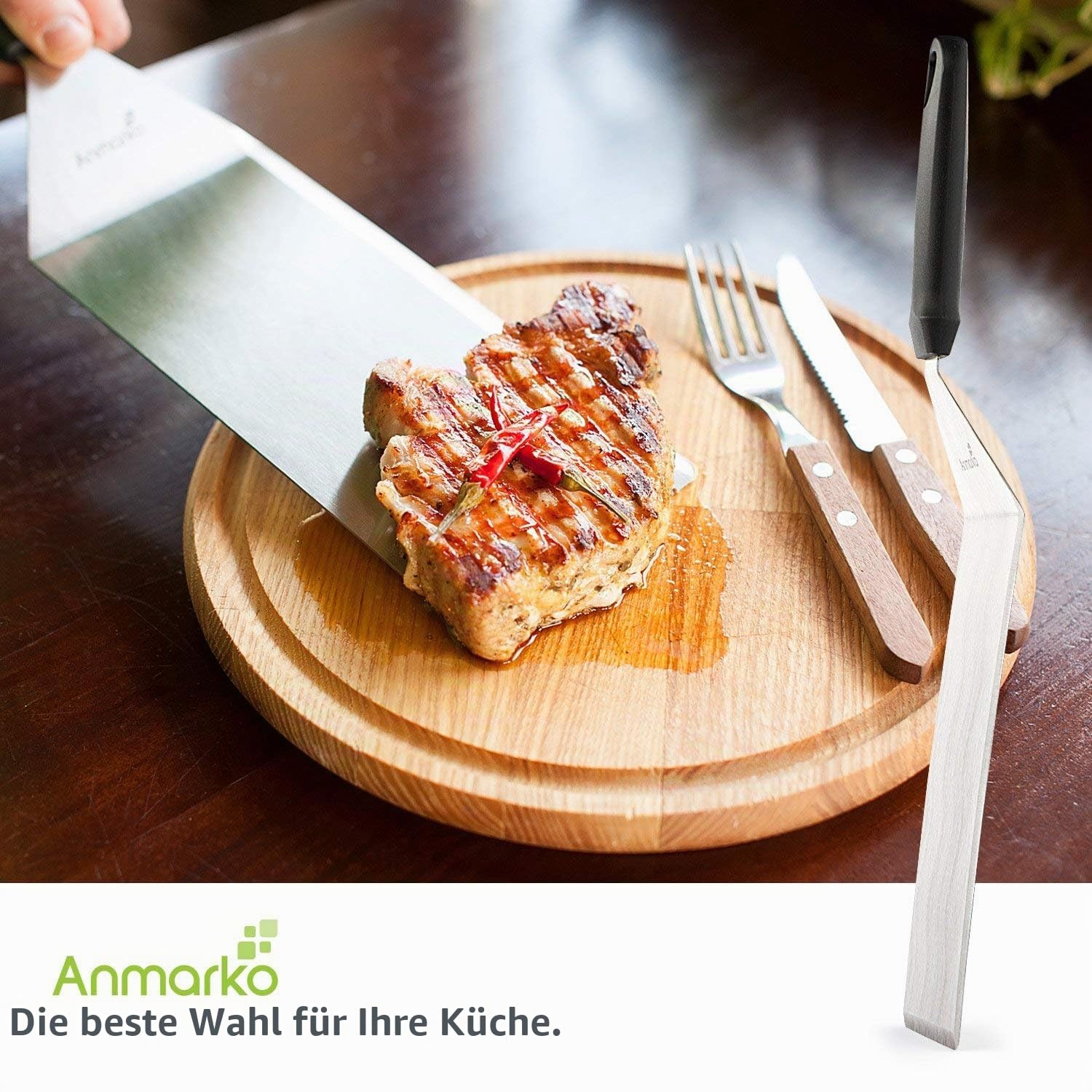 Anmarko Pfannenheber- / Pfannenwender-Profi-Set, aus Edelstahl, ideal für Pfannkuchen / Grillpfanne / Kochen auf flachen Oberflächen #1 3-piece set